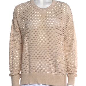 Minnie Rose Open-Knit Cream Sweater cortando cashmere size large